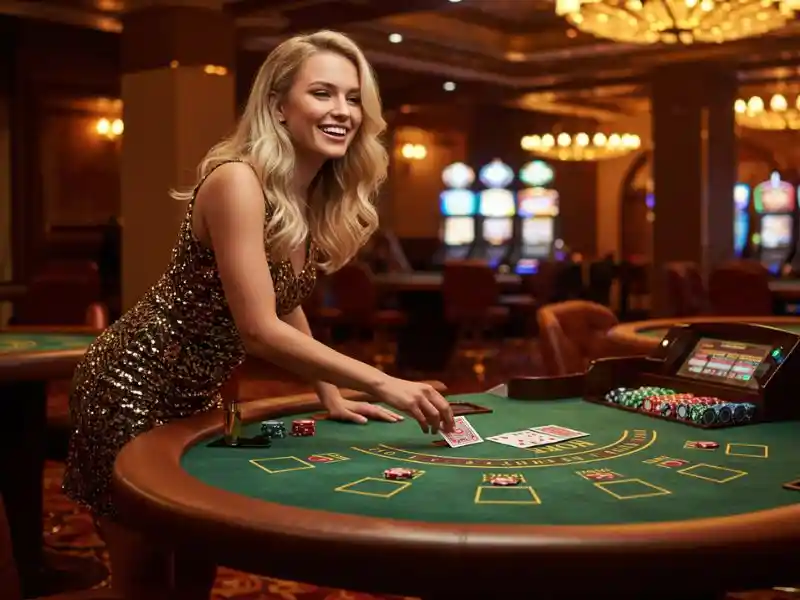 glamorous woman playing cards and slots while enjoying the excitement at bwenas99 login platform