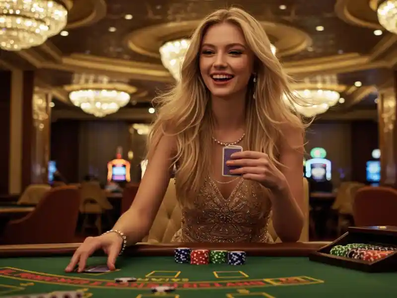 confident girl playing roulette, blackjack, and cards with excitement at jili mine casino online platform