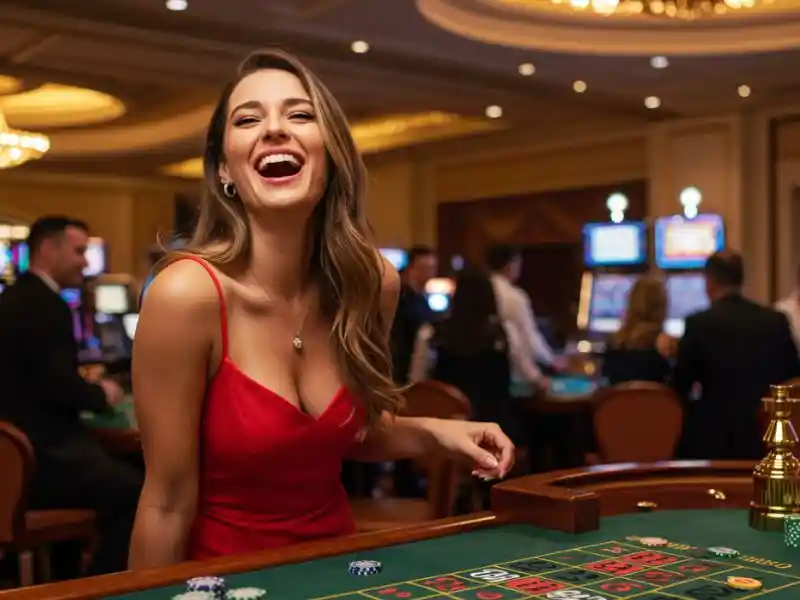 sexy woman spinning roulette and playing cards with excitement at jili mine casino online platform