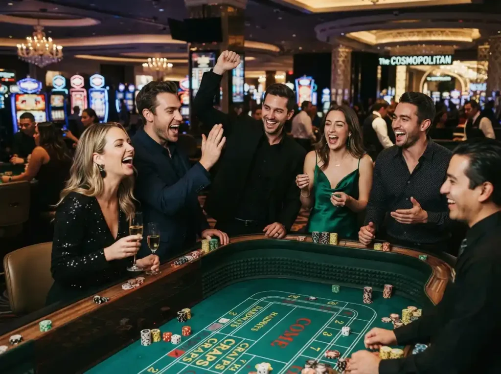 Friends enjoying a fun night of casino entertainment inspired by CC6 Online Casino.