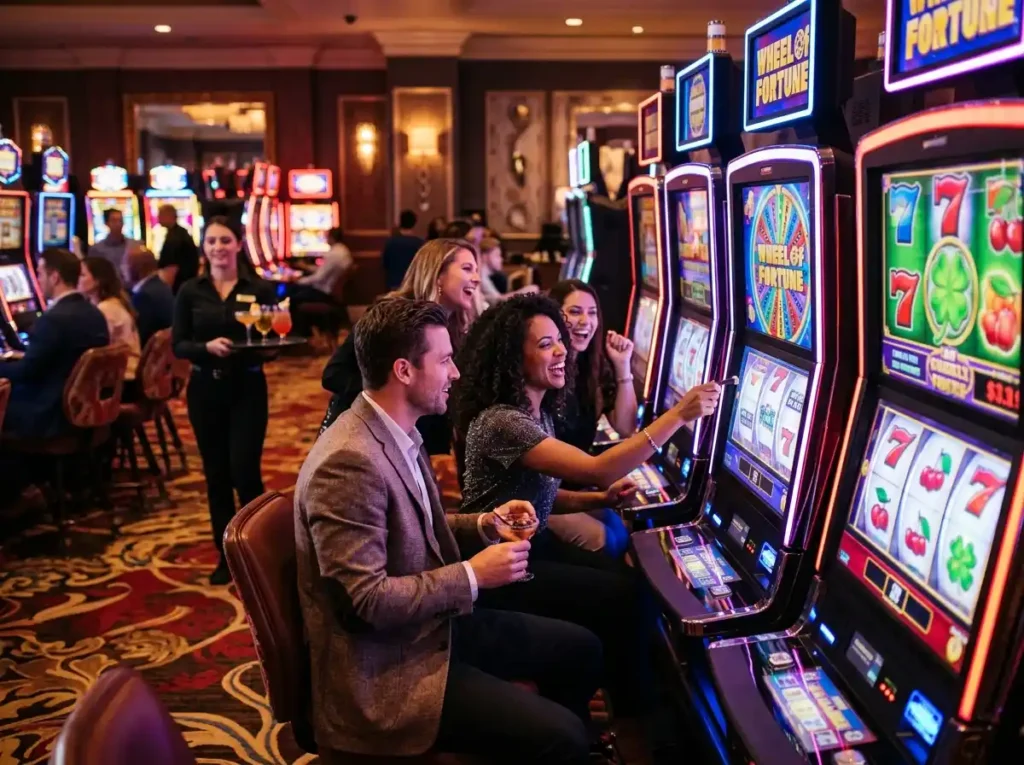 Online casino free 100 players enjoying a casino slots game in a real gaming venue