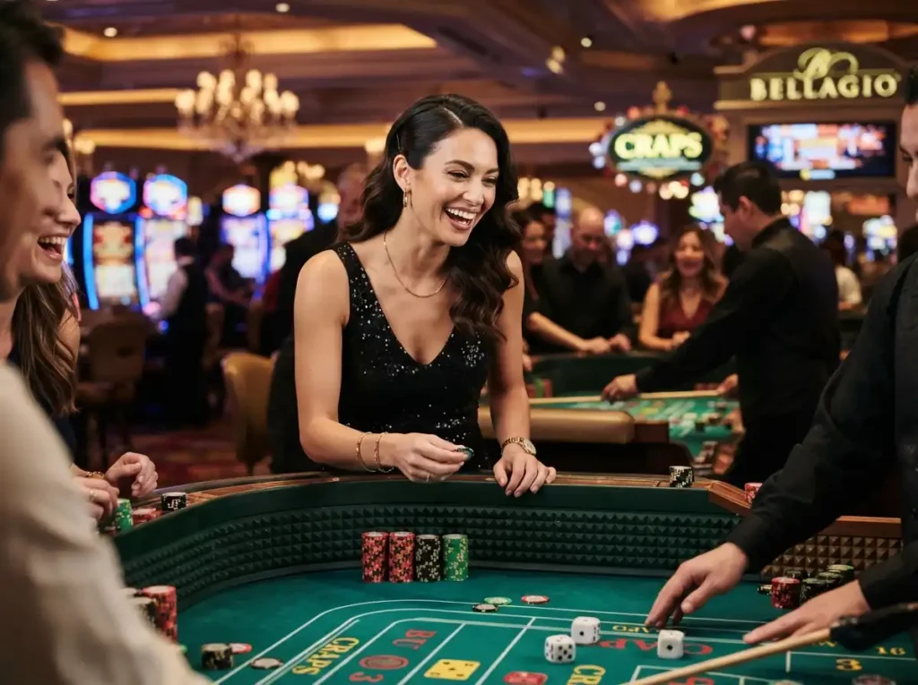 Stylish woman enjoying casino games under bright lights while exploring 747 live online casino.