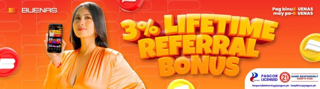 Alamin ang Buenas PH at ang 3% referral bonus na puwede mong ma-enjoy kapag nag-refer ka ng friends.