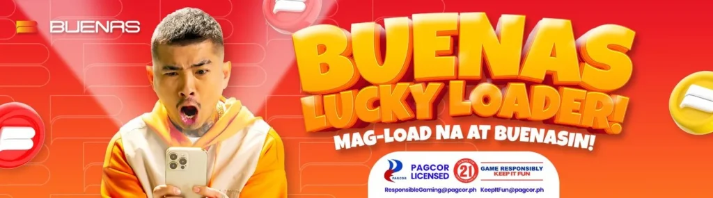 About Us ng Buenas PH na nagpapakita ng Lucky Loader para mas mabilis mag-load at maglaro.