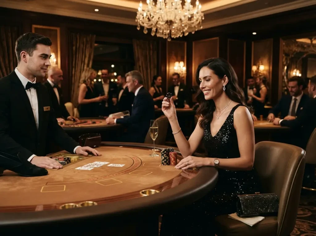 Stylish woman enjoying a luxury VIP gaming experience inspired by PH Macau Online Casino.